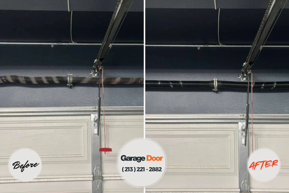 Before and after: garage door repair Heritage Lake, IN